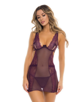 Nuisette violette et string assorti 